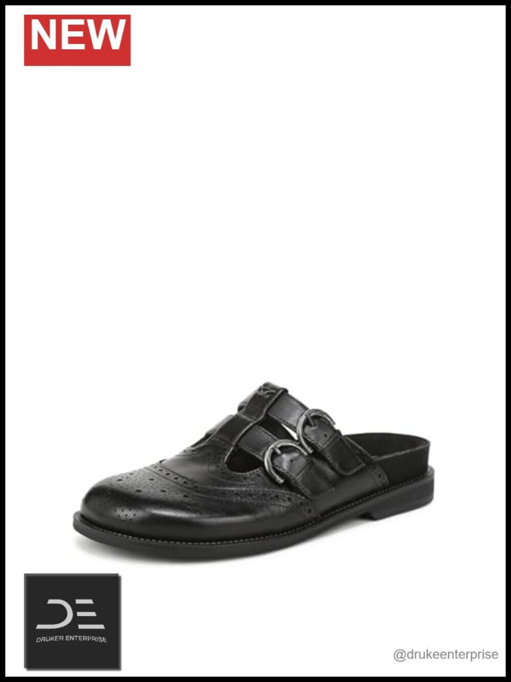 Leather Mule Loafer Slip-On Round Toe Flat Heel Women's Shoes
